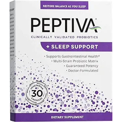 Peptiva 26 Billion CFU Probiotic and Sleep Support - Clinically Validated Multi-Strain Probiotic - Lactobacillus and Bifidobacterium, Melatonin - 30 Count