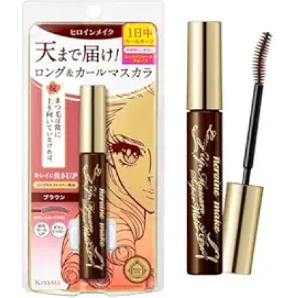 HEROINE MAKE by KISSME Brown Mascara Waterproof, Waterproof Mascara Volume and Length by Tubing Fiber for Long & Curl Eye Makeup for Women, Natural Lash Look for Sensitive Skin from Japan 1 EA